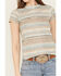 Shyanne Women's Serape Striped Crewneck Graphic Tee, Blue, hi-res