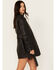 Mauritius Leather Women's Tie Front Prague Leather Shacket, Black, hi-res