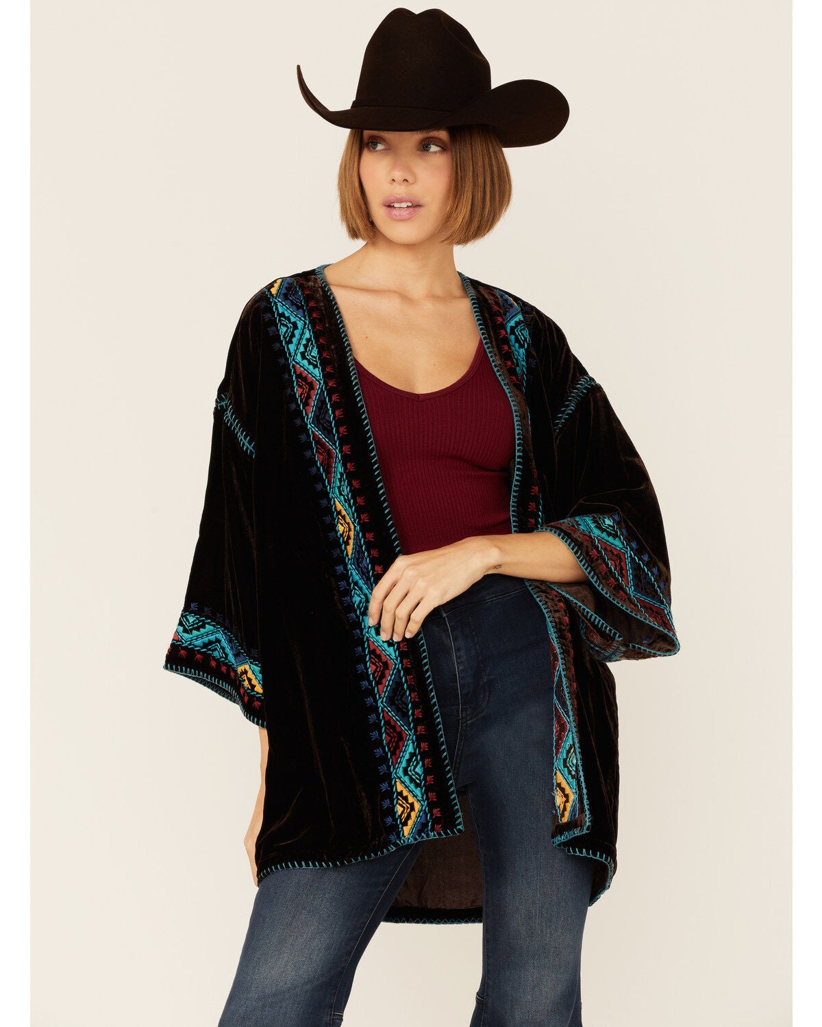Tasha Polizzi Women's Baldwin Kimono Cardigan, Brown, hi-res