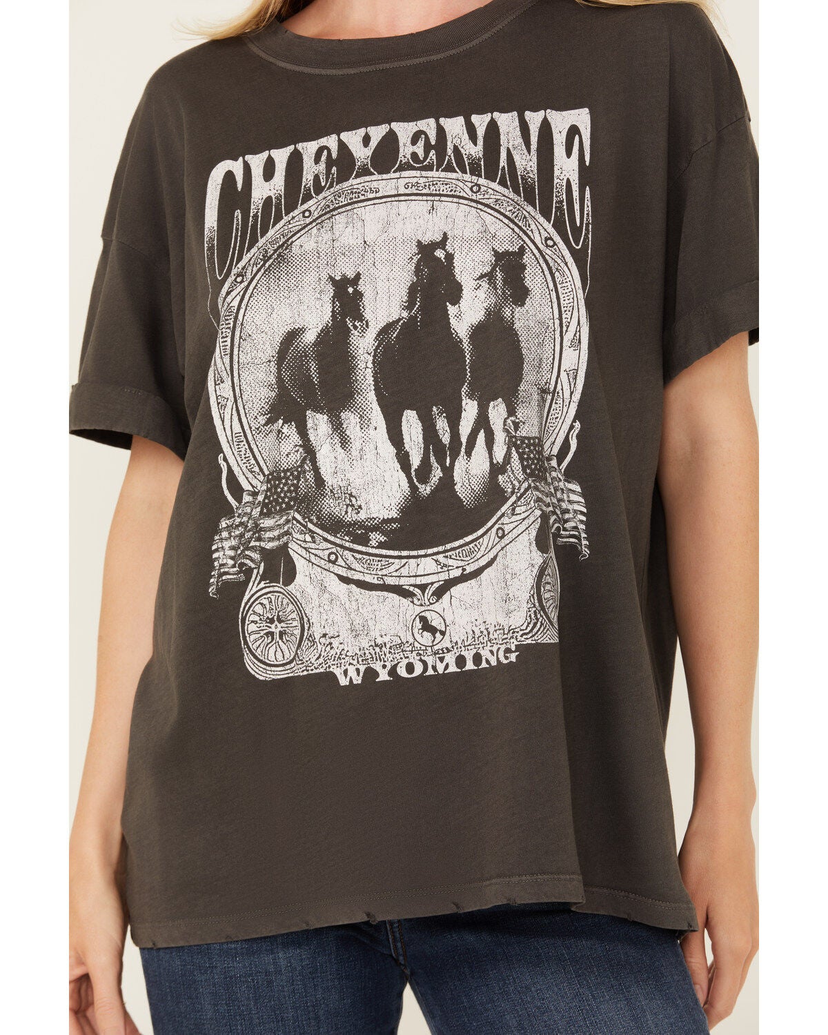 Image #3 - Girl Dangerous Women's Cheyenne Boyfriend Short Sleeve Graphic Tee, Black, hi-res