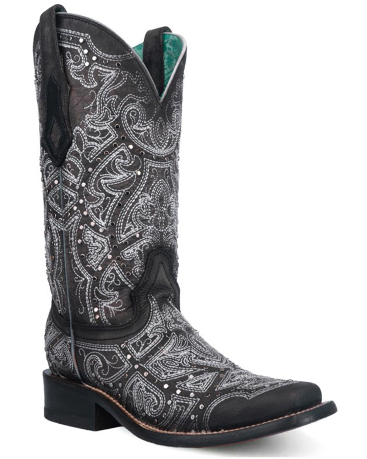 Image #1 - Corral Women's Embroidered Western Boots - Square Toe, Black, hi-res