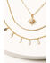 Shyanne Women's 3-piece Starburst & Dangle Charm Gold Layered Necklace Set, Gold, hi-res