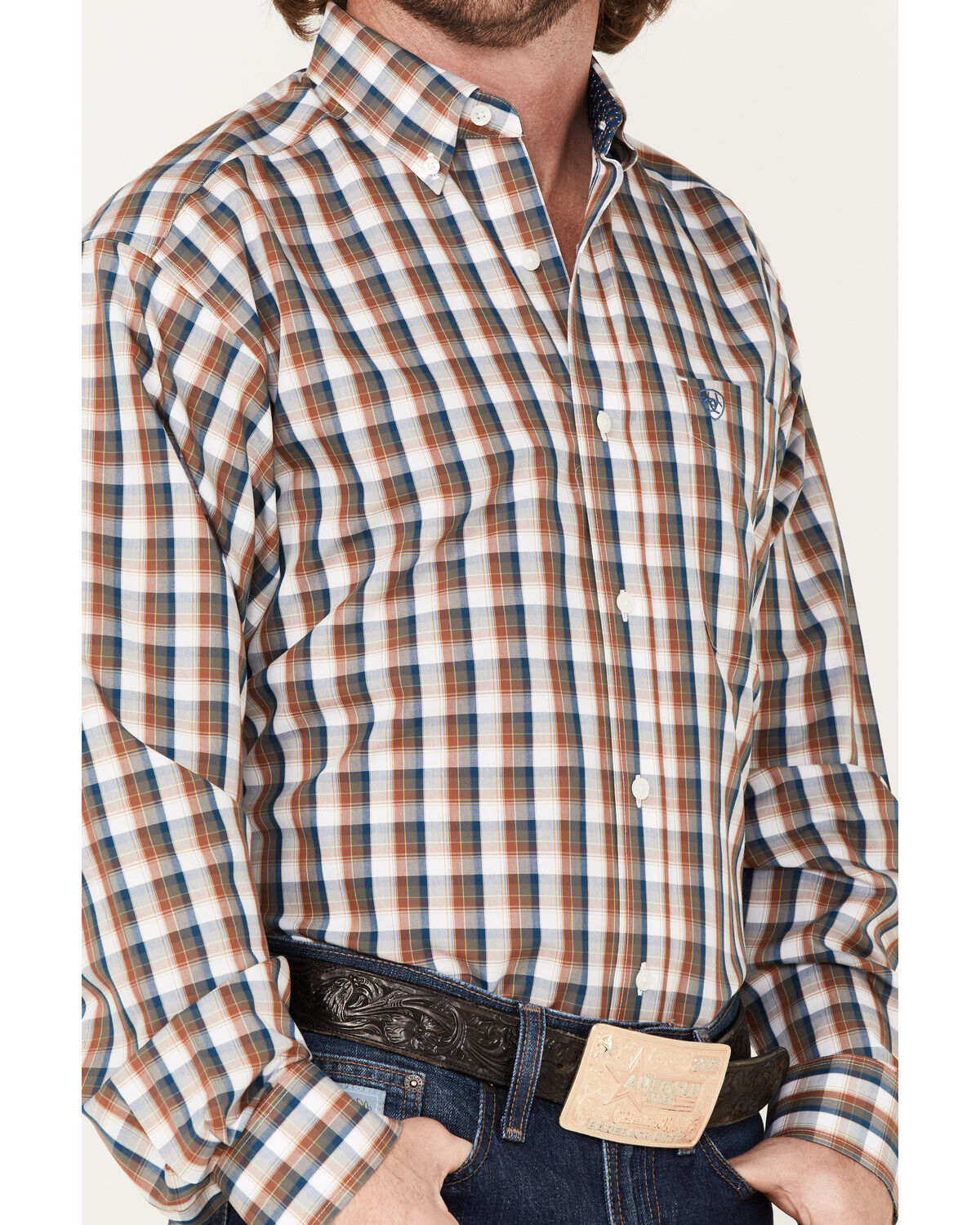 Image #3 - Ariat Men's Wrinkle Free Scout Plaid Button Down Western Shirt, , hi-res