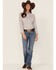 Rough Stock by Panhandle Women's Diamond Geo Print Long Sleeve Snap Western Shirt, Ivory, hi-res