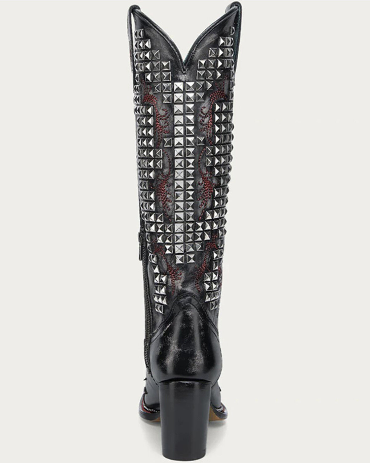Image #4 - Corral Women's Studded Embroidery Tall Western Boots - Square Toe, Black, hi-res