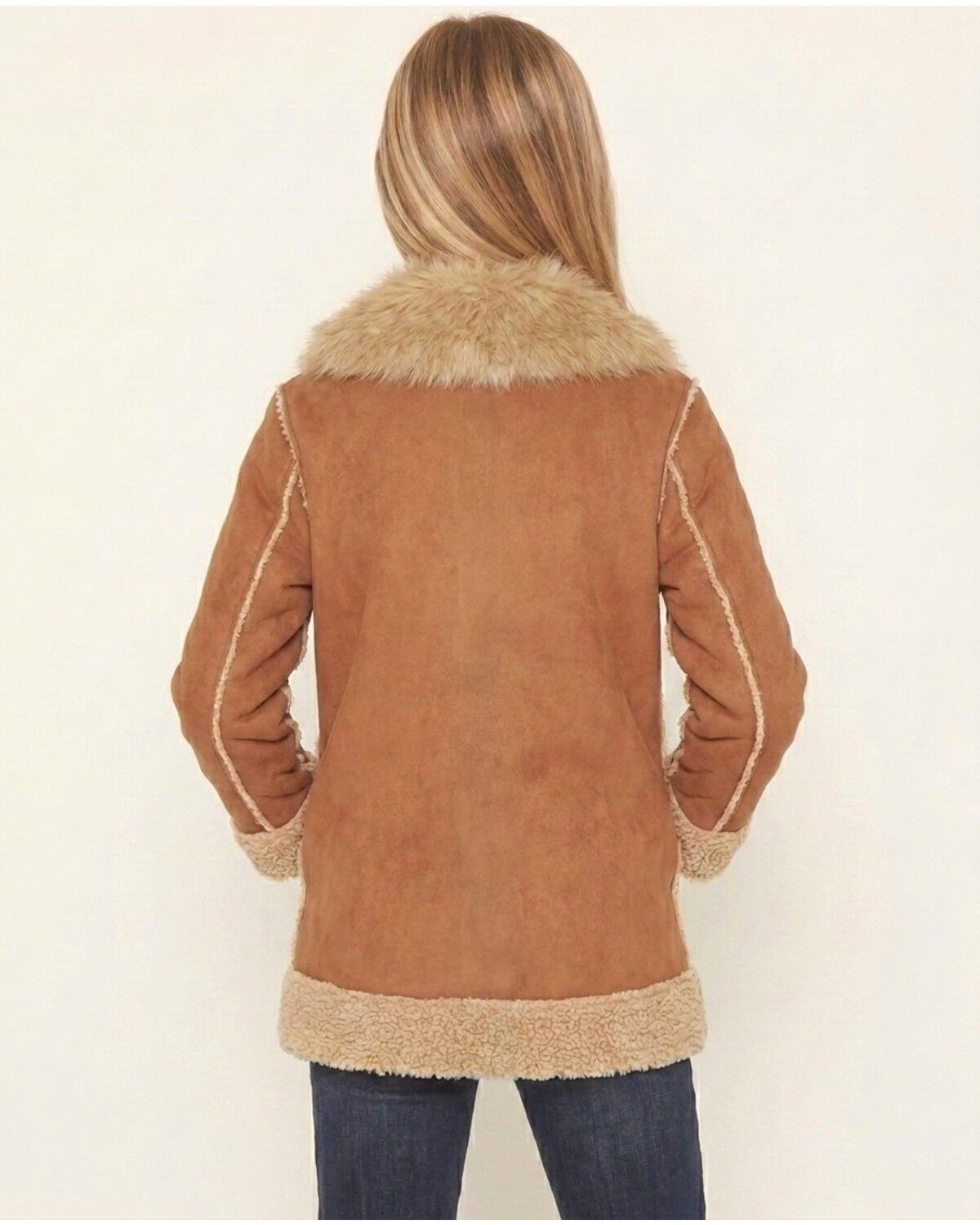 Image #4 - Shyanne Girls' Highland Reversible Faux Suede Sherpa Jacket, Rose, hi-res