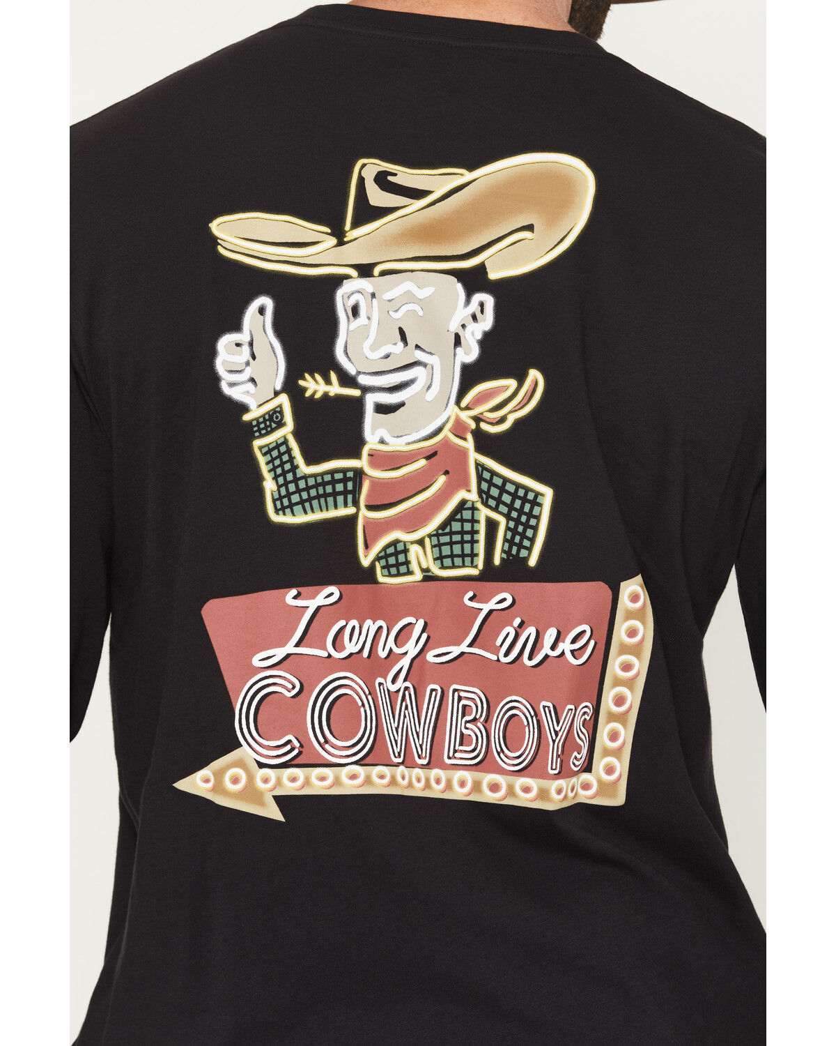 Image #4 - Wrangler Men's Long Live Cowboys Long Sleeve Graphic T-Shirt, Black, hi-res