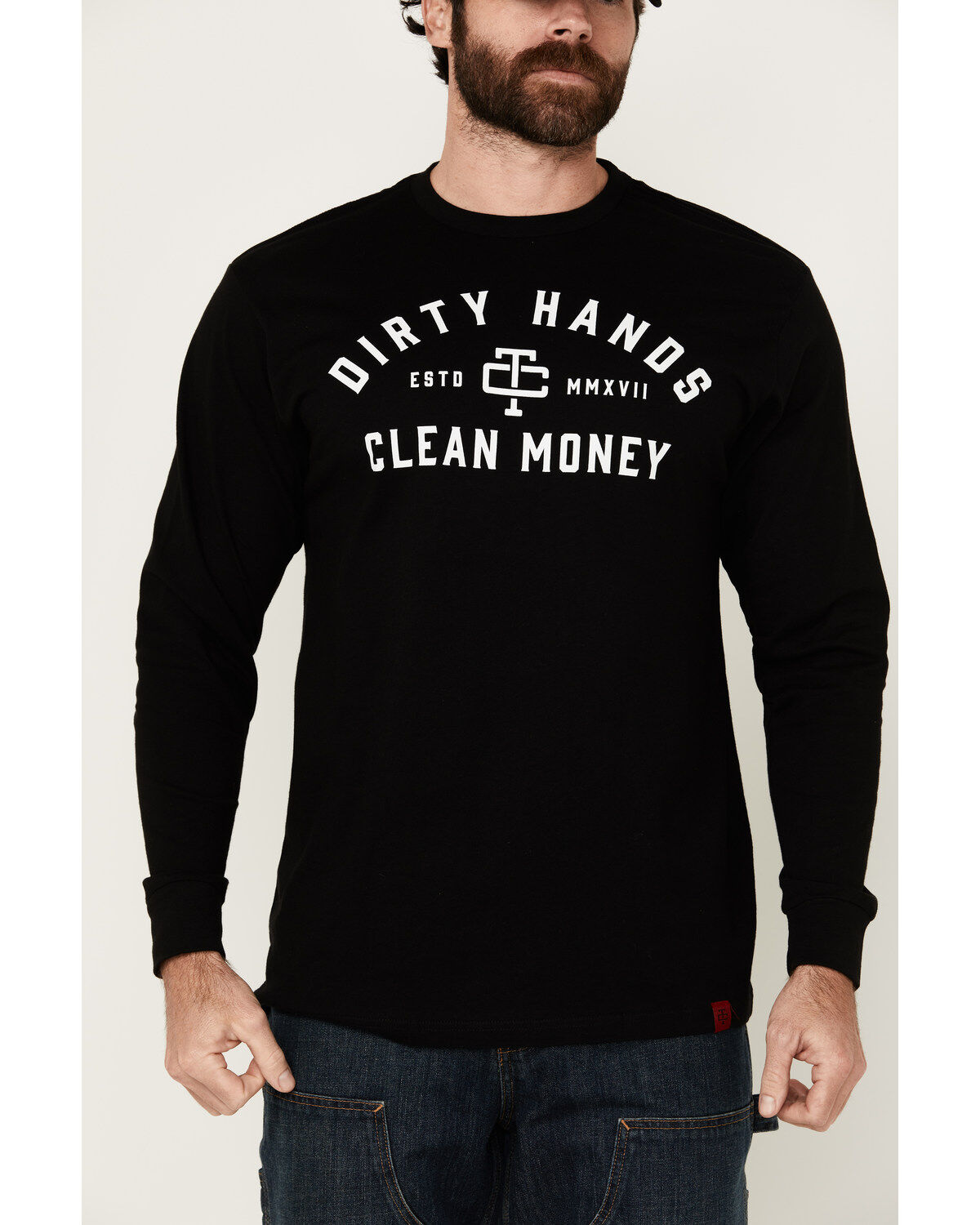 Image #3 - Troll Co Men's Dirty Hands Clean Money Long Sleeve Graphic T-Shirt, Black, hi-res