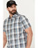 Image #2 - Brothers and Sons Men's Wagoner Plaid Print Short Sleeve Button-Down Western Shirt, White, hi-res