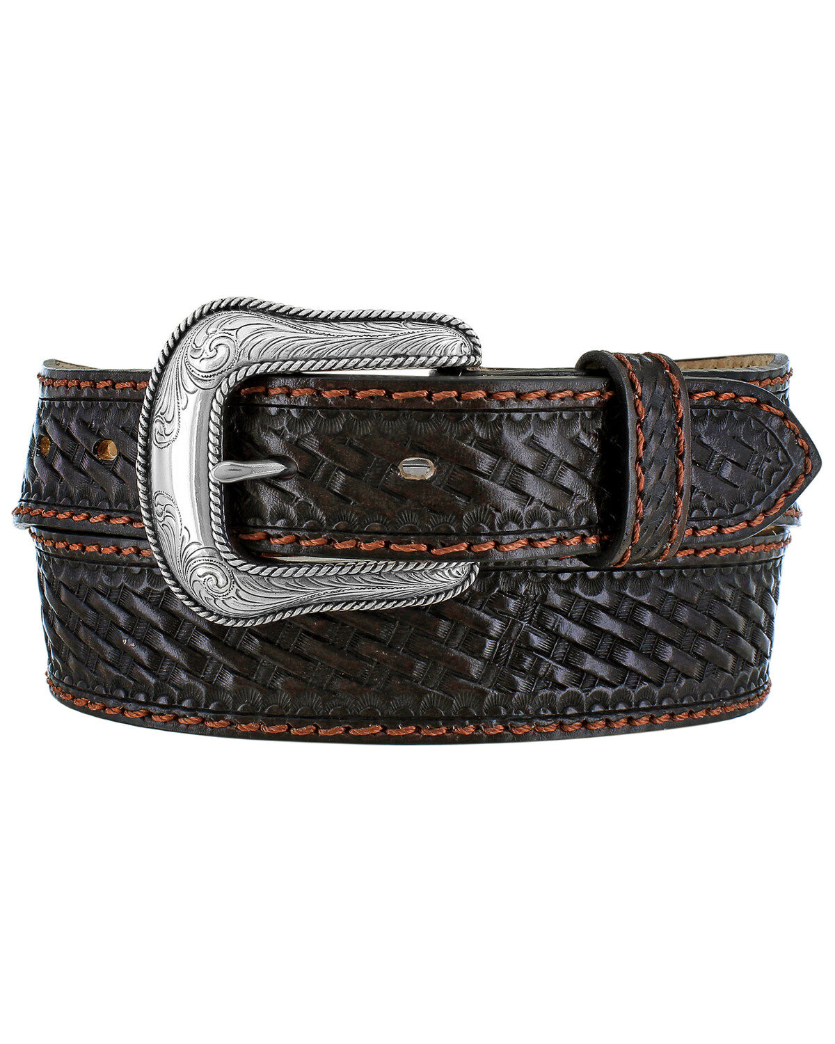 Image #1 - Justin Men's Brown Beaumont Western Belt, , hi-res