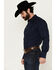 Image #2 - Roper Men's Embroidered Solid Long Sleeve Pearl Snap Western Shirt, Dark Blue, hi-res