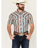Image #1 - Rock & Roll Denim Men's Tek Southwestern Striped Short Sleeve Snap Western Shirt, Turquoise, hi-res