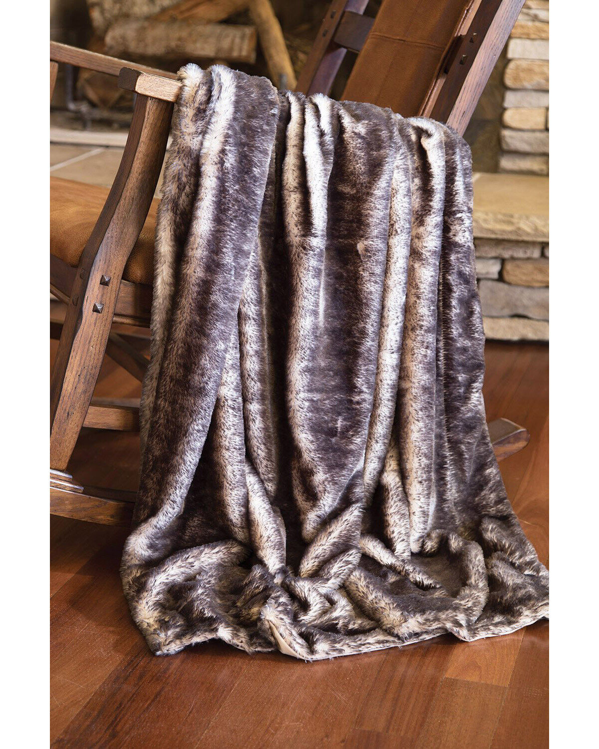 Image #1 - Carstens Home Dark Grey Tipped Fox Faux Fur Throw Blanket, Grey, hi-res