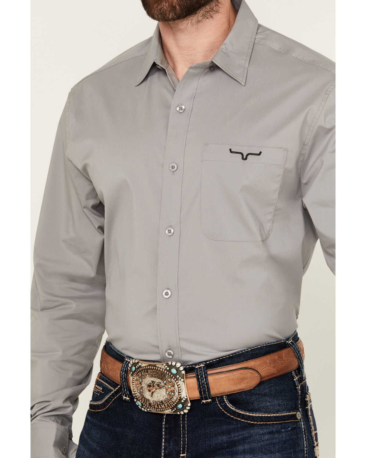 Kimes Ranch Men's Team Solid Long Sleeve Button-Down Performance Western Shirt