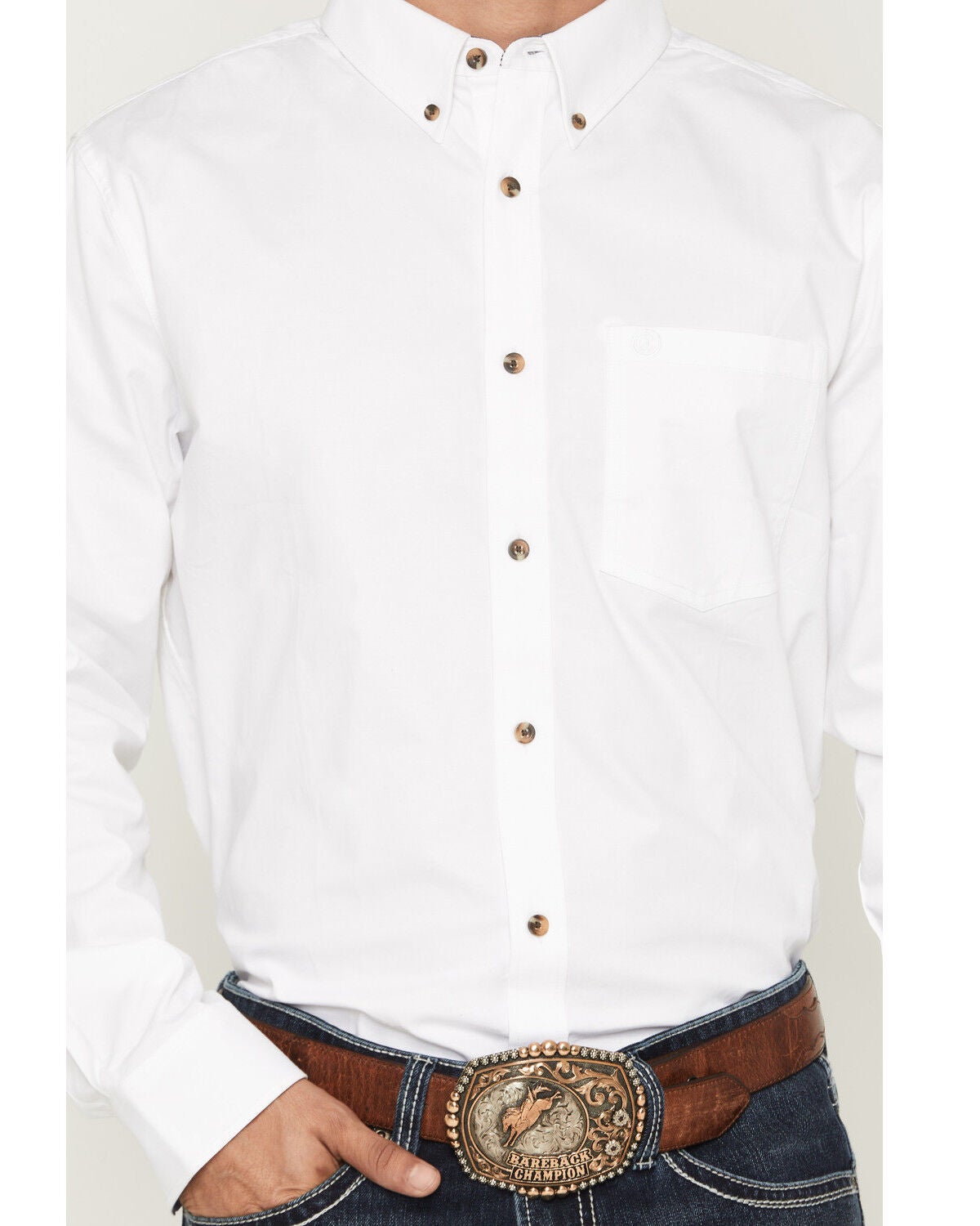 Image #3 - Cody James Men's Basic Solid Long Sleeve Button-Down Stretch Western Shirt - Big, White, hi-res