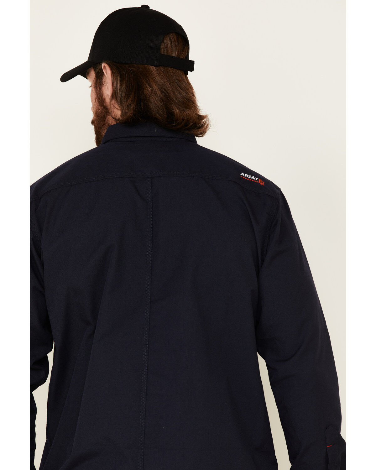 Image #5 - Ariat Men's FR Featherlight Long Sleeve Button Down Work Shirt, Navy, hi-res