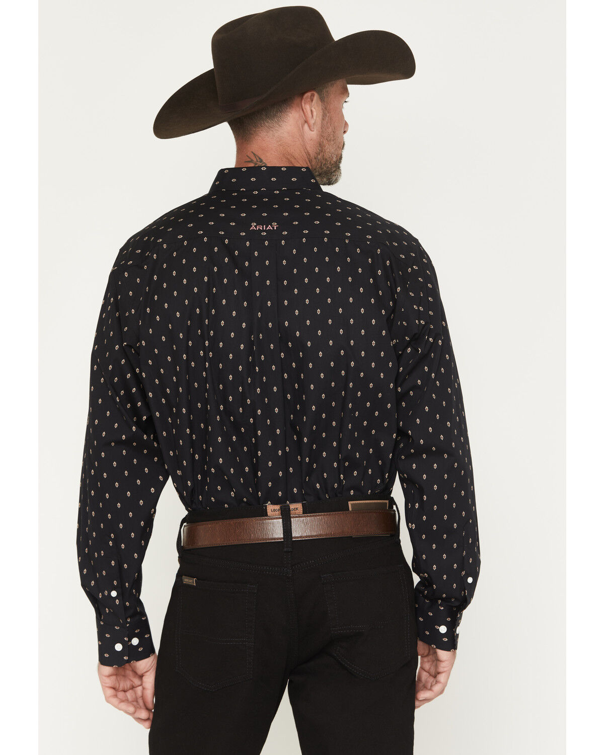 Image #4 - Ariat Men's Wrinkle Free Asher Geo Print Long Sleeve Button-Down Western Shirt - Tall, Black, hi-res