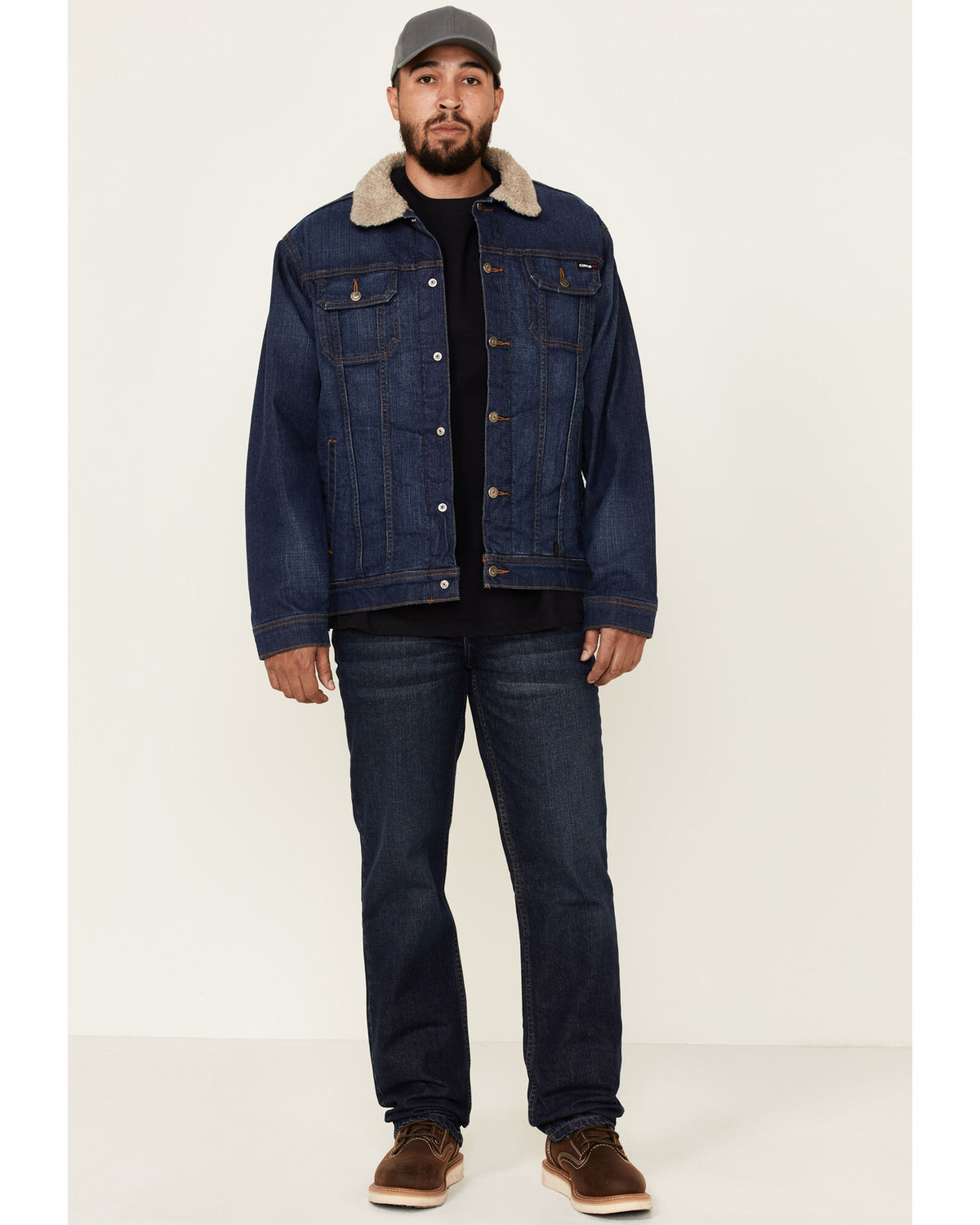 Cinch Men s FR Stretch Denim Sherpa Lined Trucker Work Jacket Boot Barn
