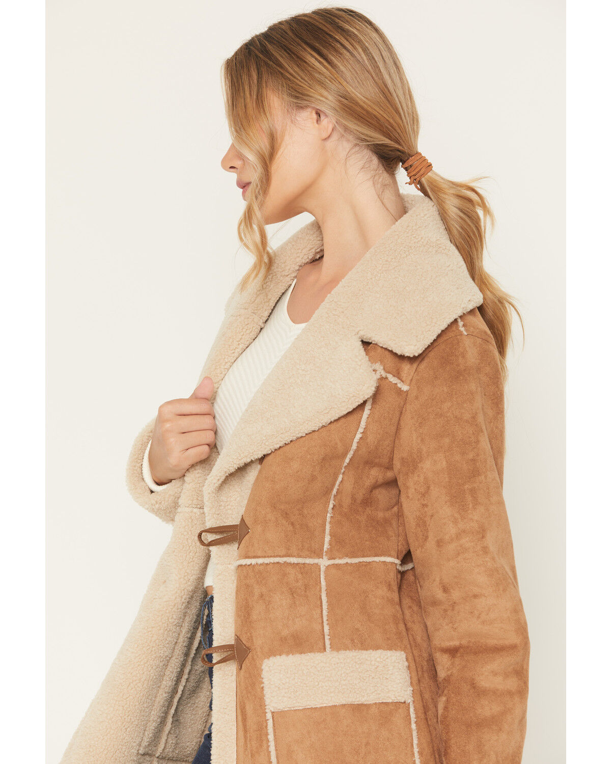 Image #2 - Panhandle Slim Women's Berber Lined Microsuede Coat, Camel, hi-res