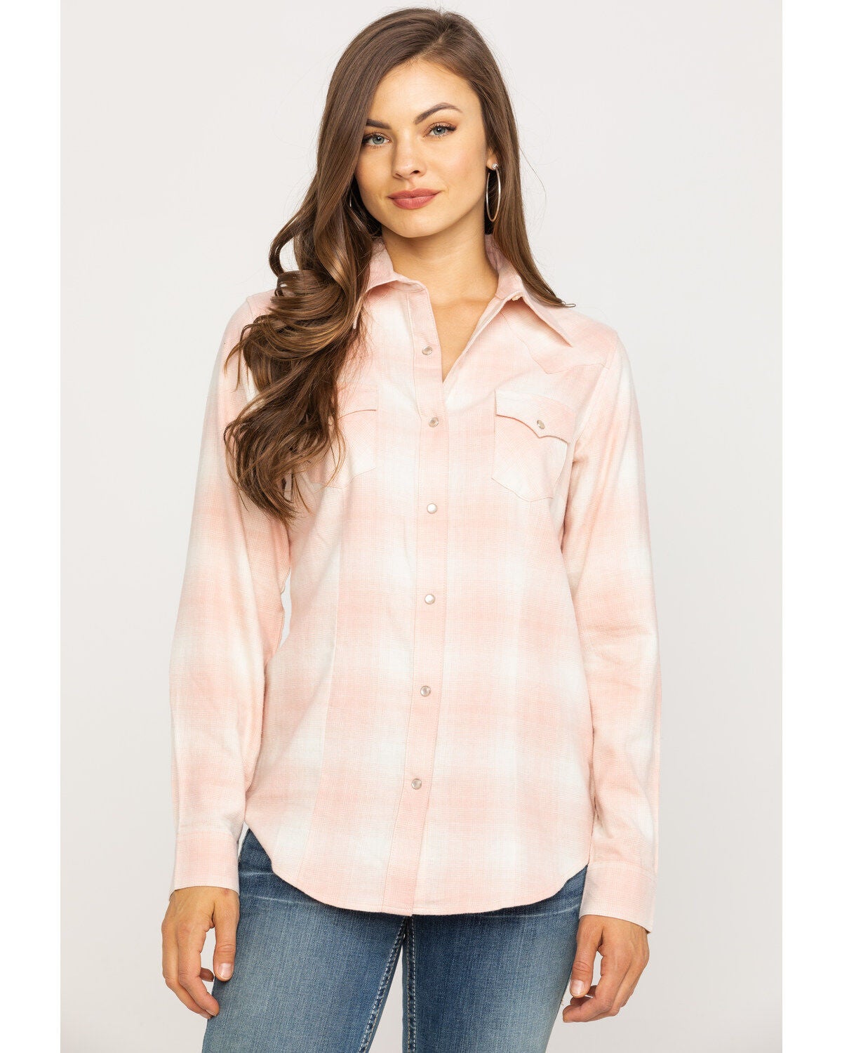 Image #5 - Wrangler Women's Boot Barn Exclusive Plaid Flannel Shirt, , hi-res