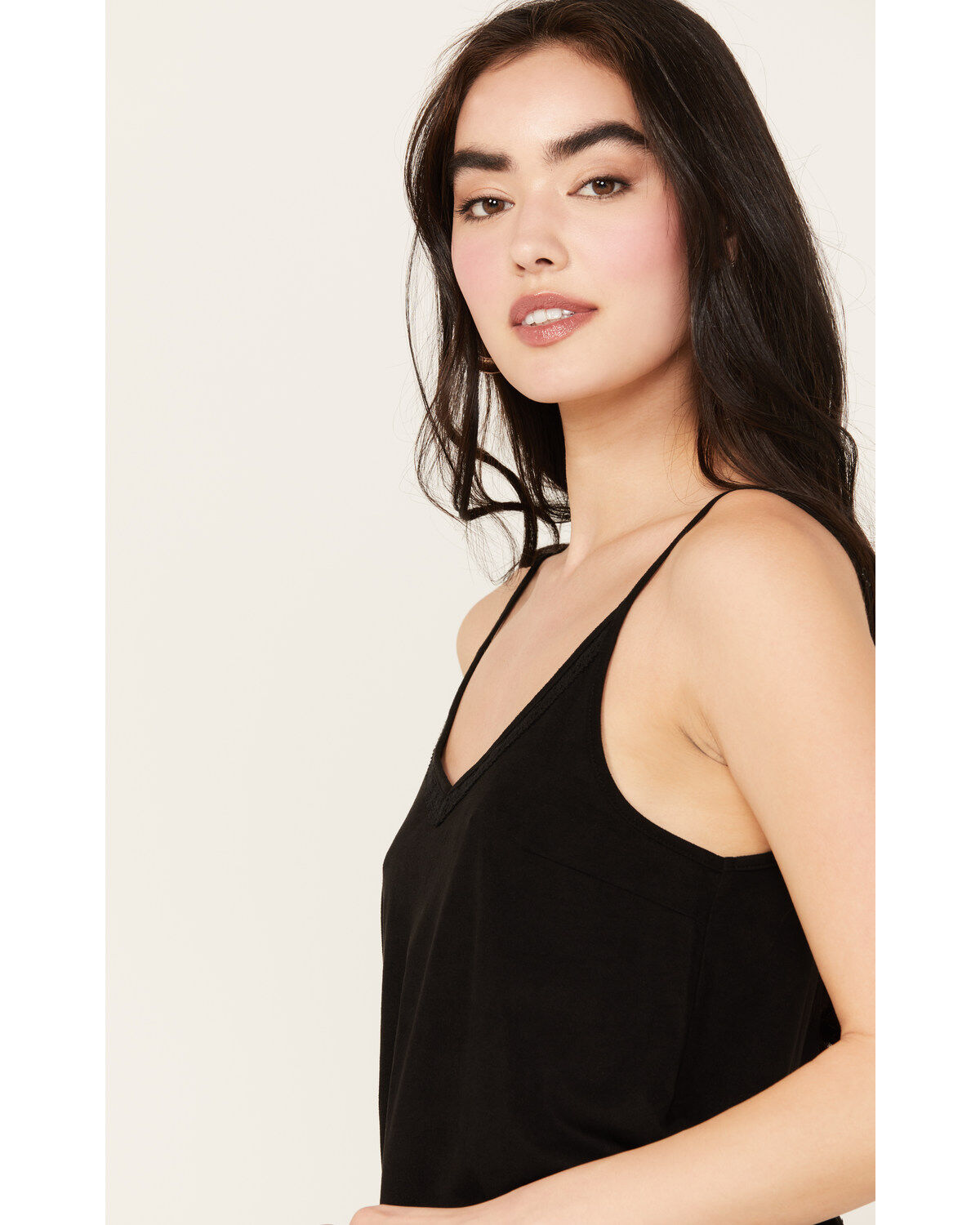 Image #2 - Shyanne Women's Crochet Lace Faux Suede Cami Top, Black, hi-res