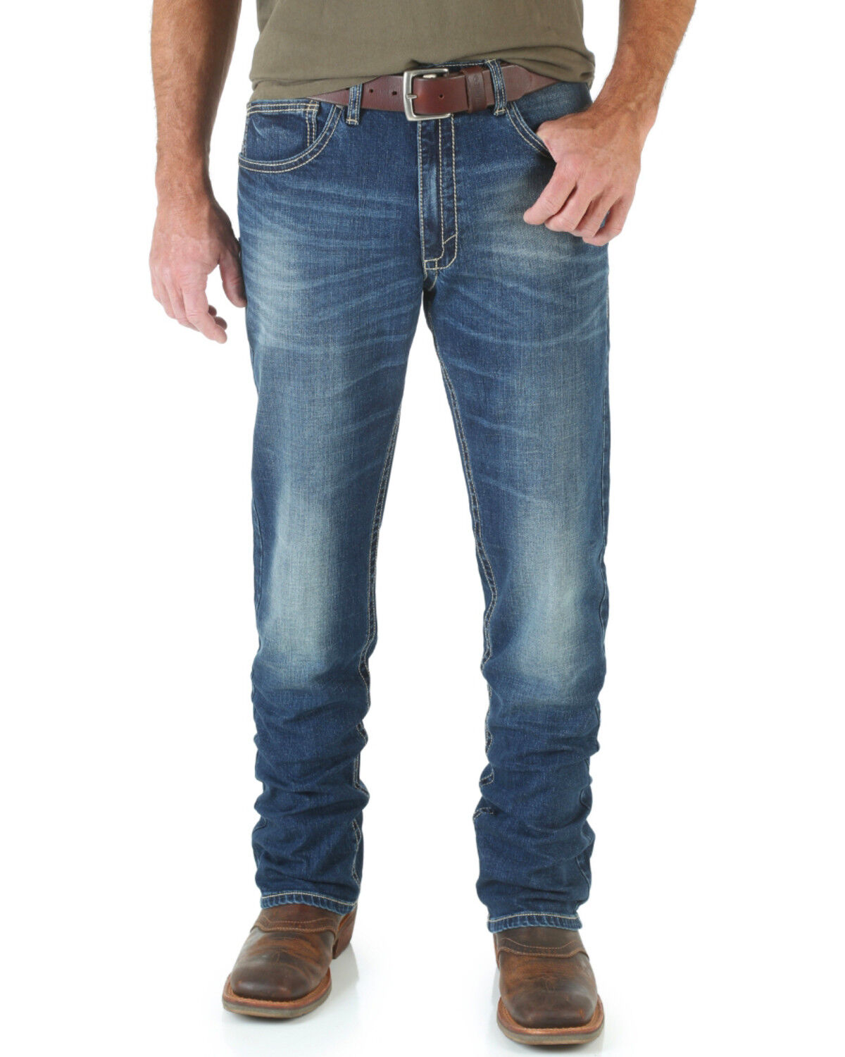 Image #3 - Wrangler 20X Men's Midland 42 Vintage Slim Bootcut Jeans, Denim, hi-res