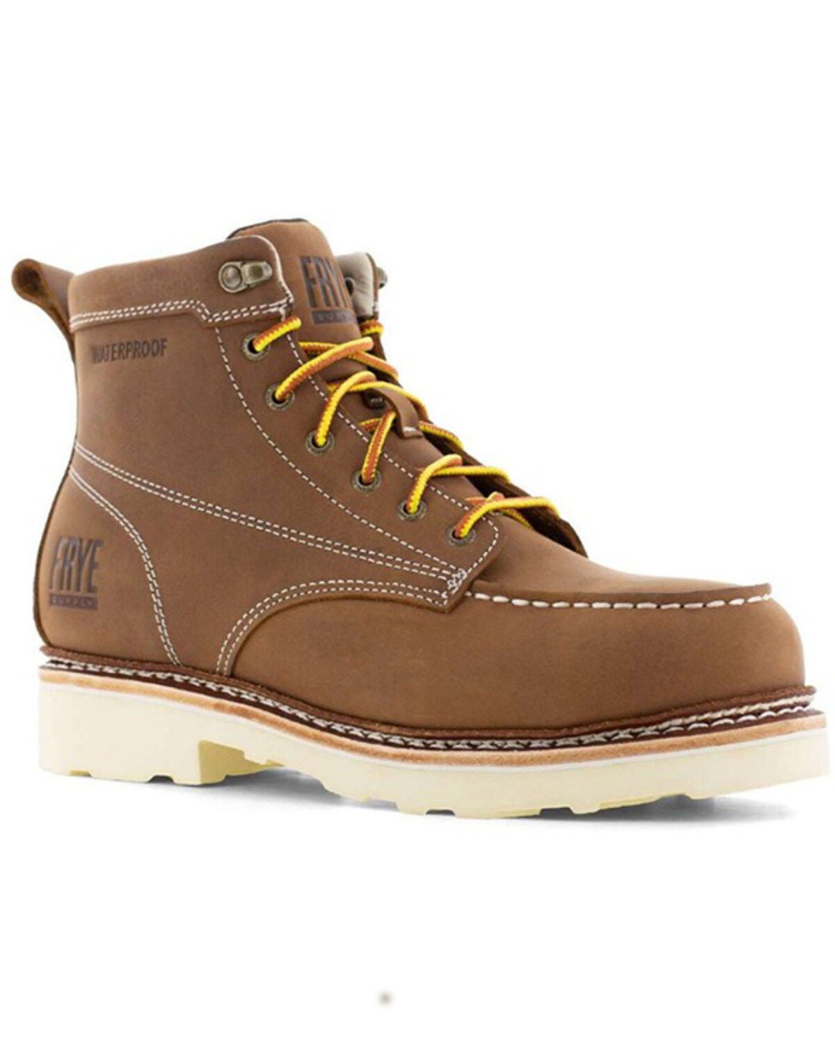 Frye Men's 6" Lace-Up Waterproof Work Boots - Steel Toe, Brown, hi-res