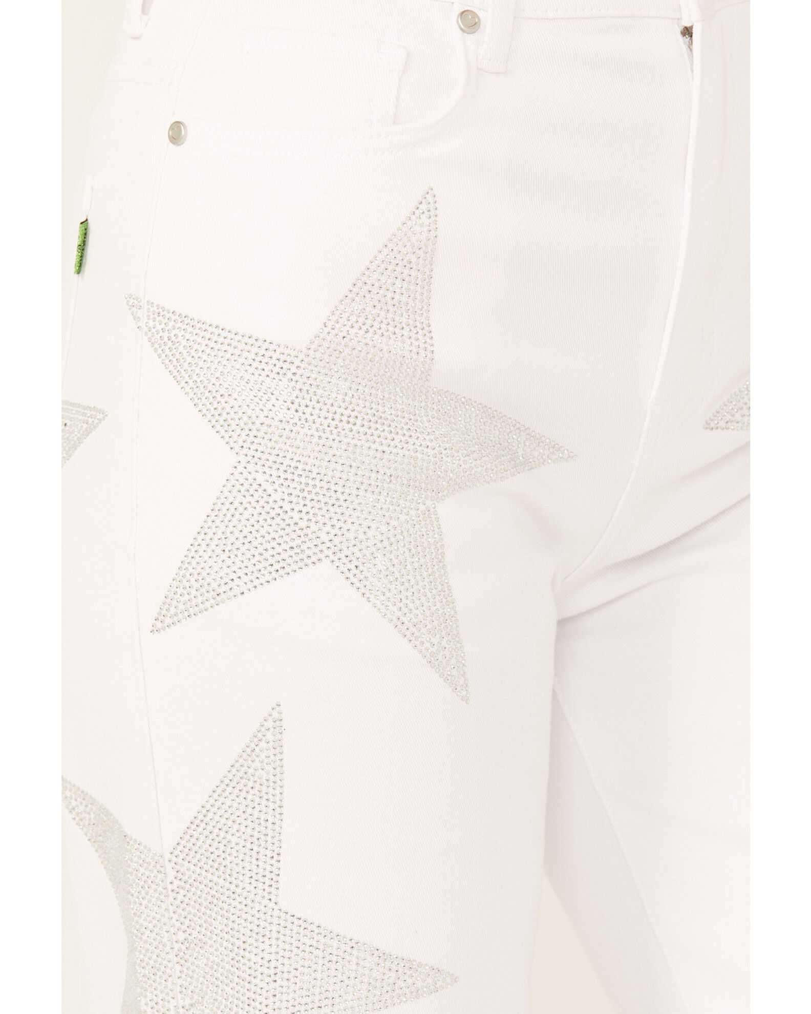 Product Name:  Vibrant Denim Women's Rhinestone Star High Rise Wide Leg Jeans