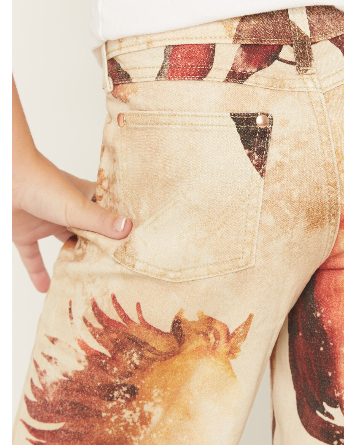 Product Name:  Wrangler X Lainey Wilson Girls' Horse Print Wide Leg Stretch Denim Jeans
