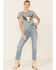 Image #2 - White Crow Women's Teal Floral Longhorn Skull Graphic Short Sleeve Tee, Teal, hi-res