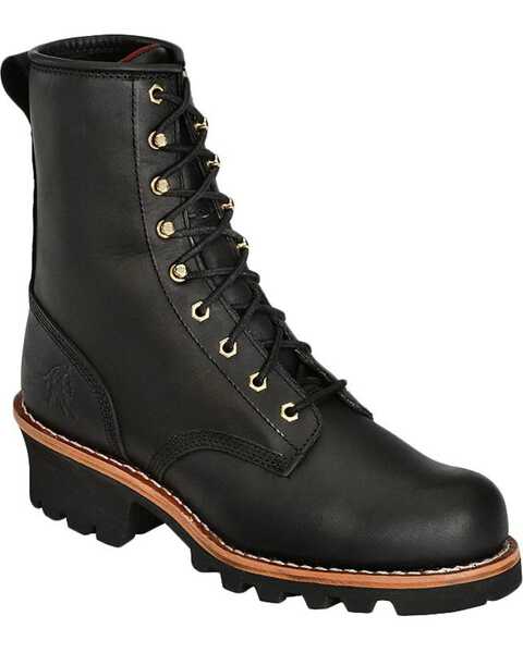 Chippewa Men's 8" Logger Boots - Steel Toe, Black, hi-res