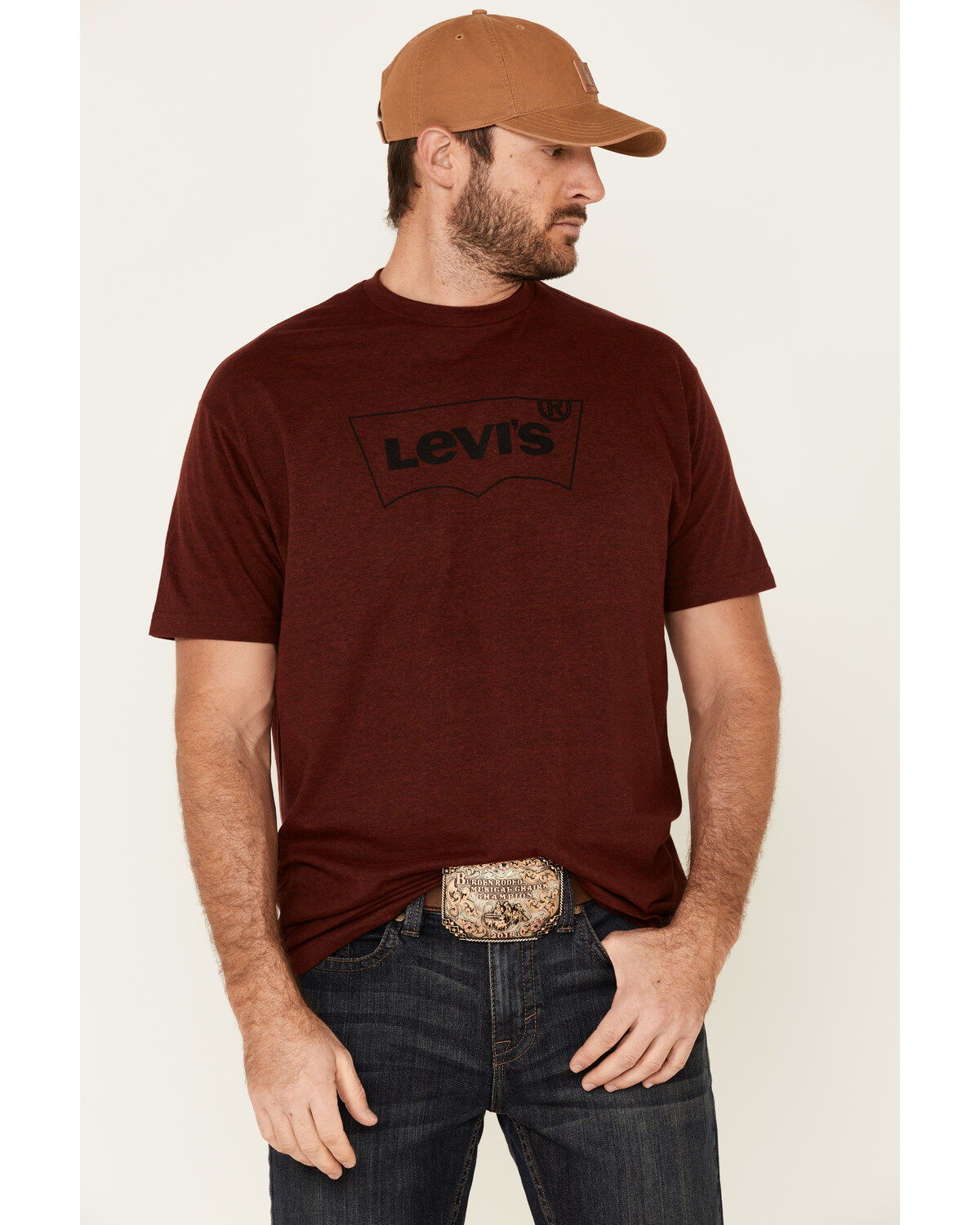 Image #1 - Levi's Men's Crimson Batwing Logo Graphic T-Shirt, Dark Red, hi-res