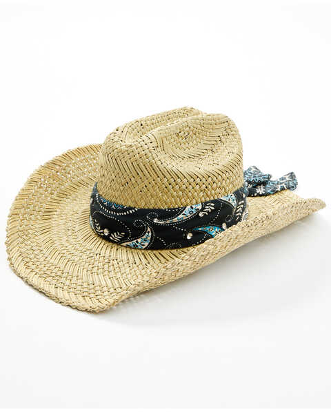 Shyanne Women's Gianna Straw Cowboy Hat , Natural, hi-res
