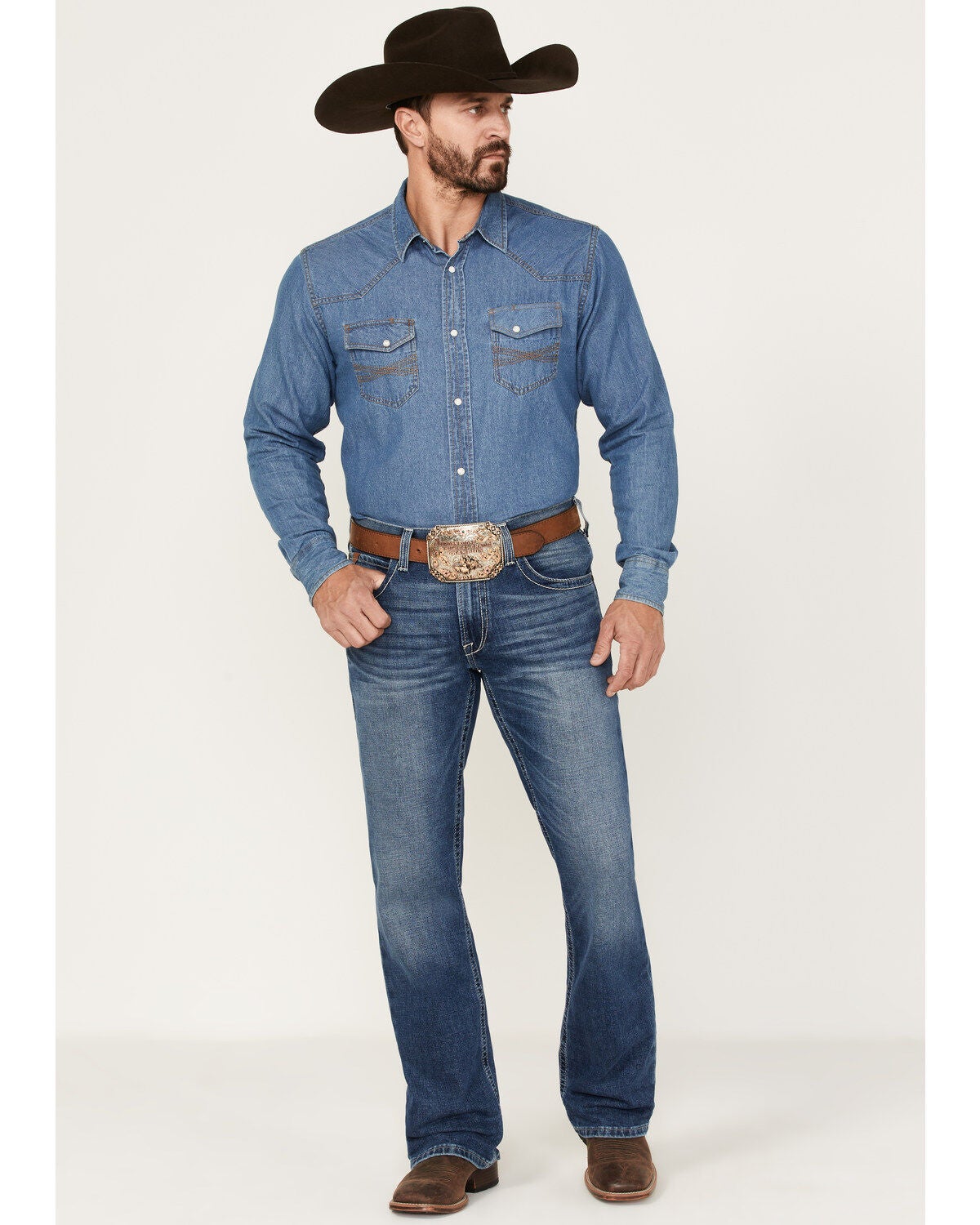 Ariat Men's M5 Walden Martson Medium Wash Straight Jeans, Blue, hi-res