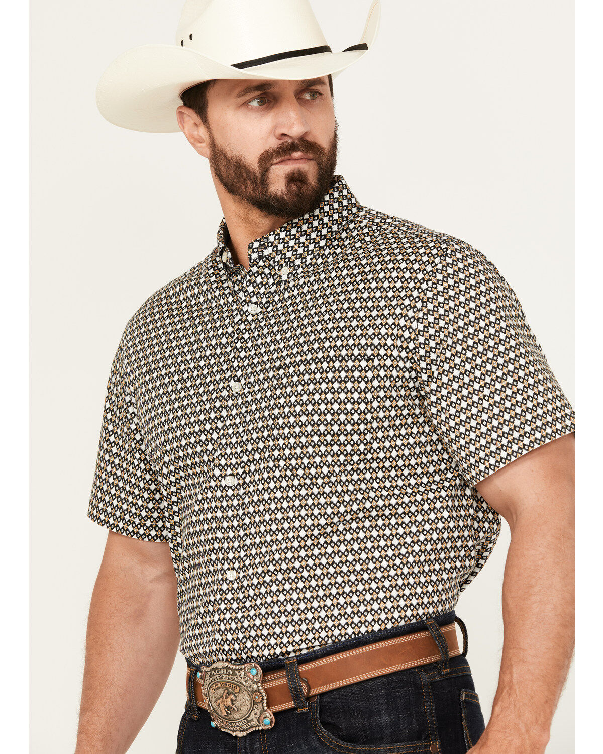 Product Name:  Cody James Men's Dillon Geo Print Short Sleeve Button-Down Stretch Western Shirt