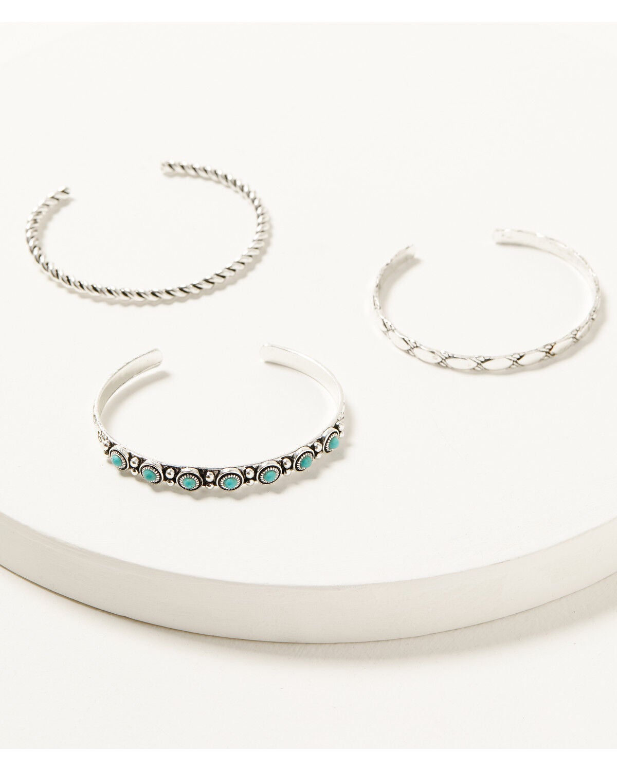 Shyanne Women's Silver-Toned Rope and Turquoise-Toned Bracelet Set - 3 Piece, Silver, hi-res