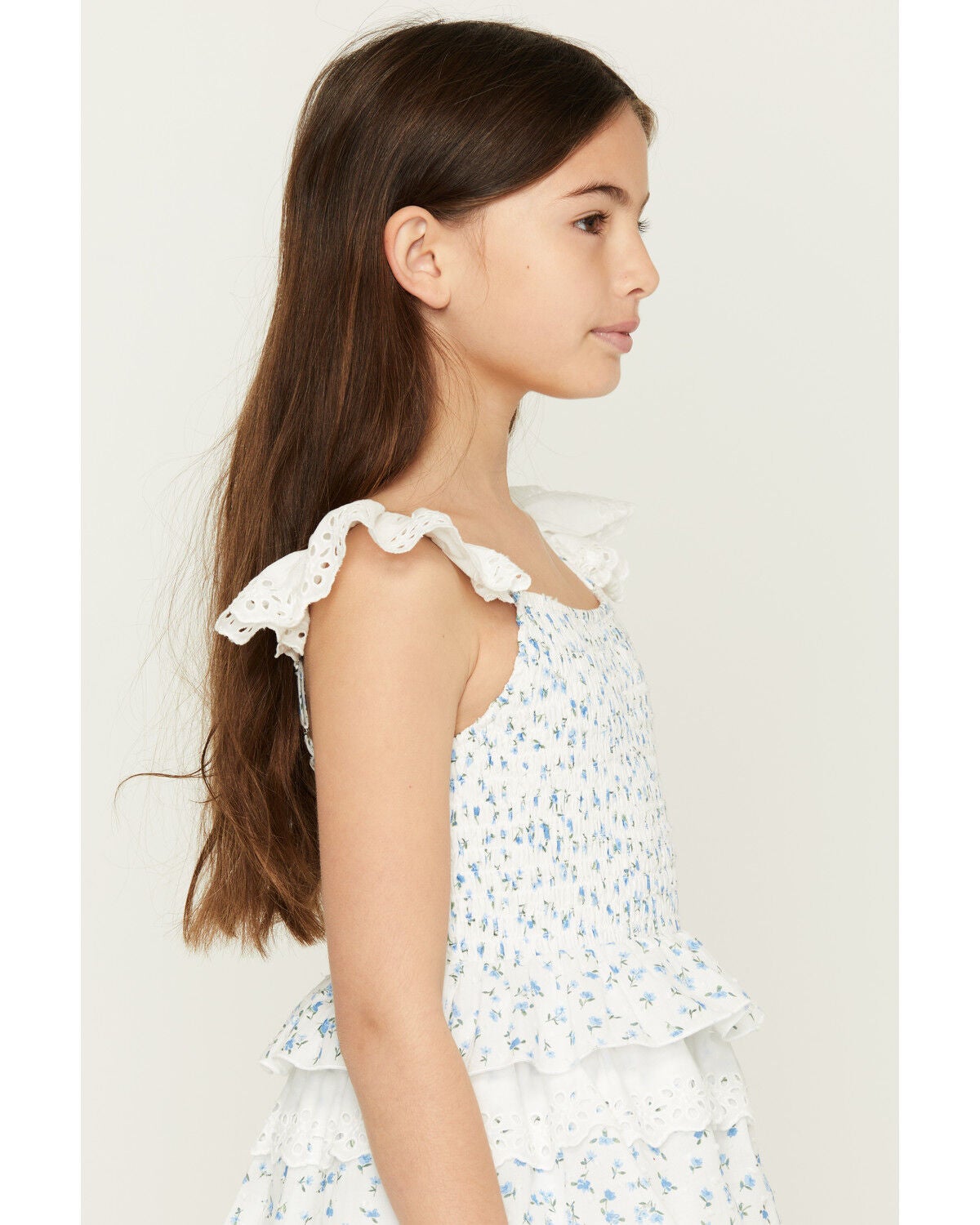 Image #2 - Sugar California Girls' Floral Print Lace Dress, Ivory, hi-res