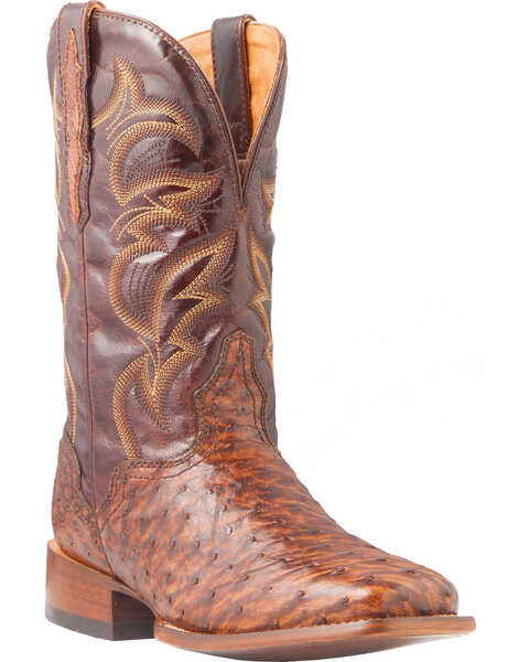 El Dorado Men's Handmade Full Quill Ostrich Stockman Boots - Broad Square Toe, Bronze, hi-res