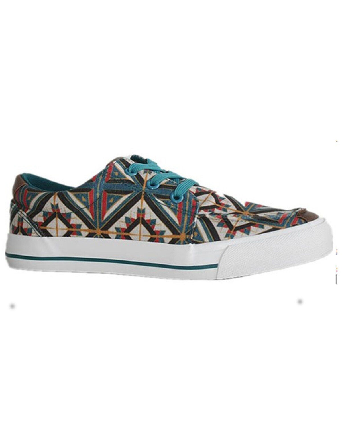 Roper Women's Angel Fire Southwestern Print Lace-Up Casual Shoes, Blue, hi-res