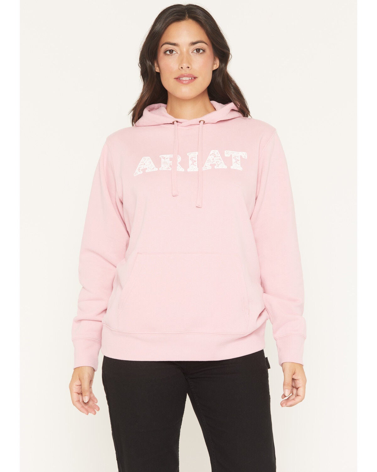 Ariat Women's Boot Barn Exclusive Lace Puff Logo Hoodie, Pink, hi-res
