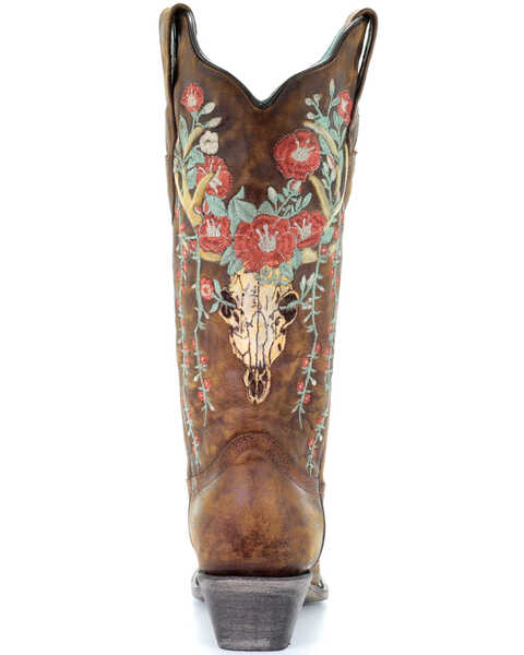 Image #4 - Corral Women's Deer Skull Western Boots - Snip Toe, Tan, hi-res