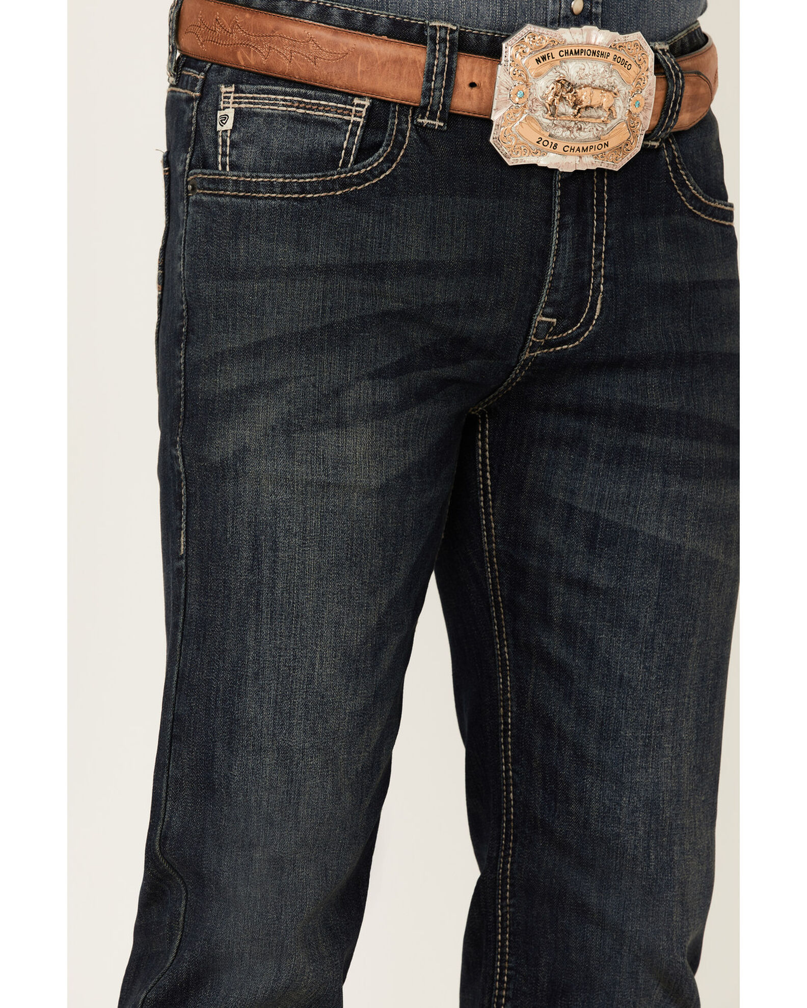 Rock & Roll Denim Men's Vintage Dark Revolver Stretch Slim Straight Jeans