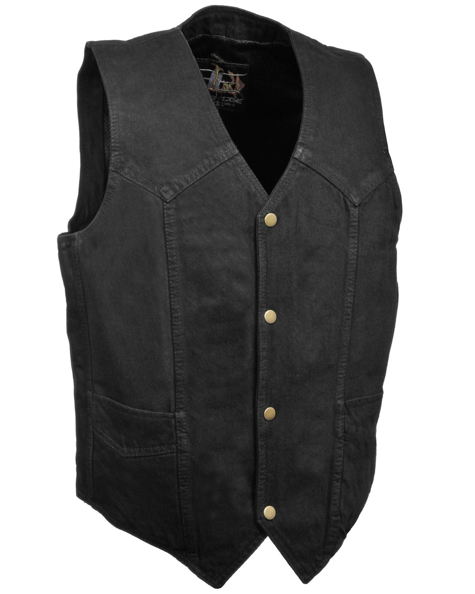 Image #1 - Milwaukee Leather Men's 4X Classic Snap Front Denim Biker Vest, , hi-res
