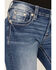 Image #4 - Miss Me Women's Medium Wash Mid Rise Southwestern Print Pocket 32" Bootcut Stretch Denim Jeans, Medium Wash, hi-res