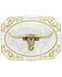 Image #1 - Montana Silversmiths Dual-Tone Cowboy Cameo Longhorn Buckle, Silver, hi-res
