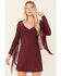Image #2 - Idyllwind Women's Briar Dancing Fringe Mini Dress, Maroon, hi-res