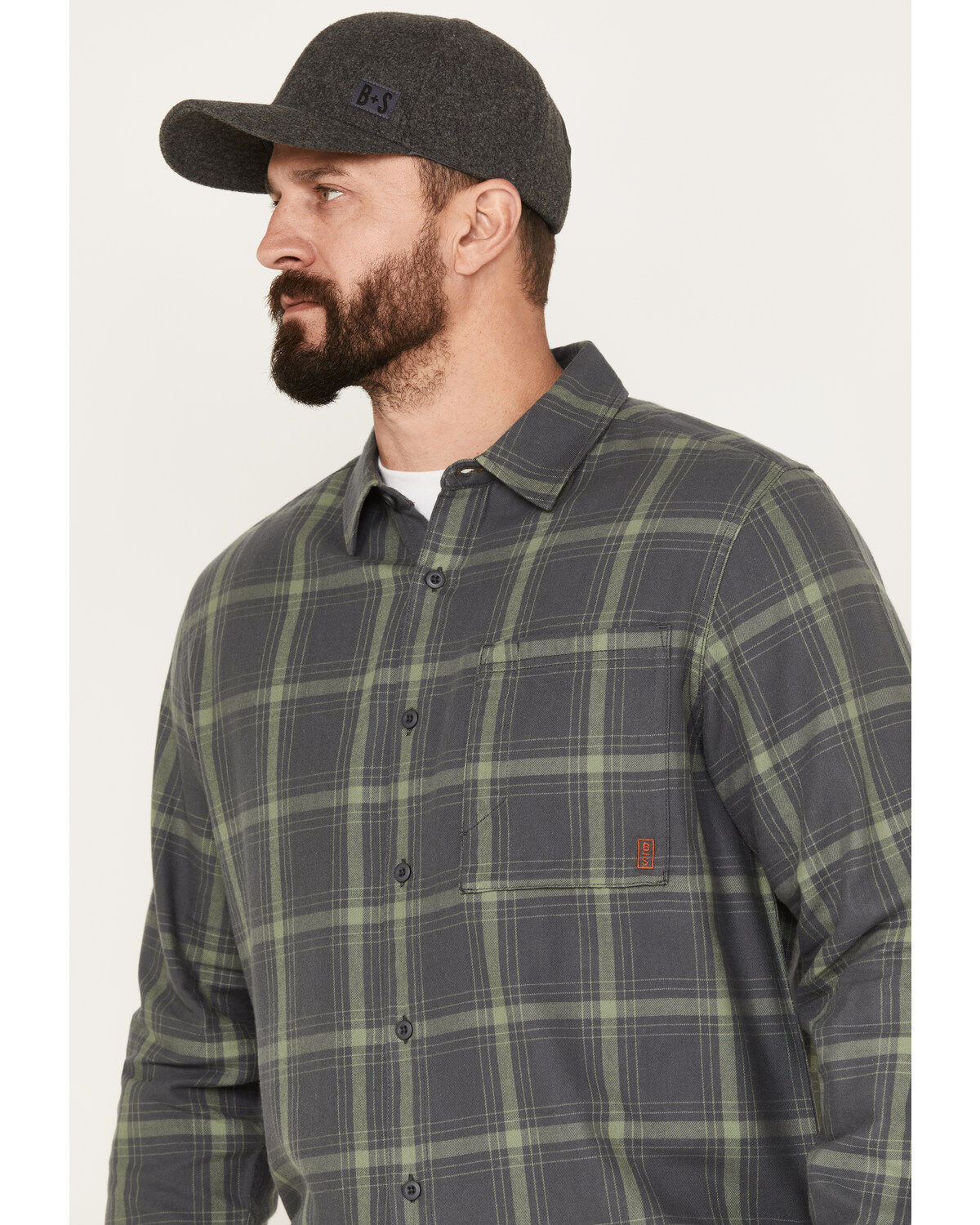 Image #2 - Brothers and Sons Men's Casual Plaid Print Long Sleeve Button-Down Western Flannel Shirt, Charcoal, hi-res
