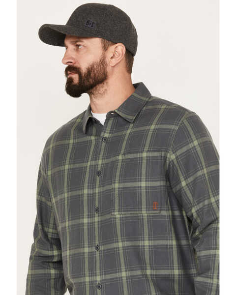Brothers & Sons Men's Casual Plaid Print Long Sleeve Button-Down Western Flannel Shirt , Charcoal, hi-res