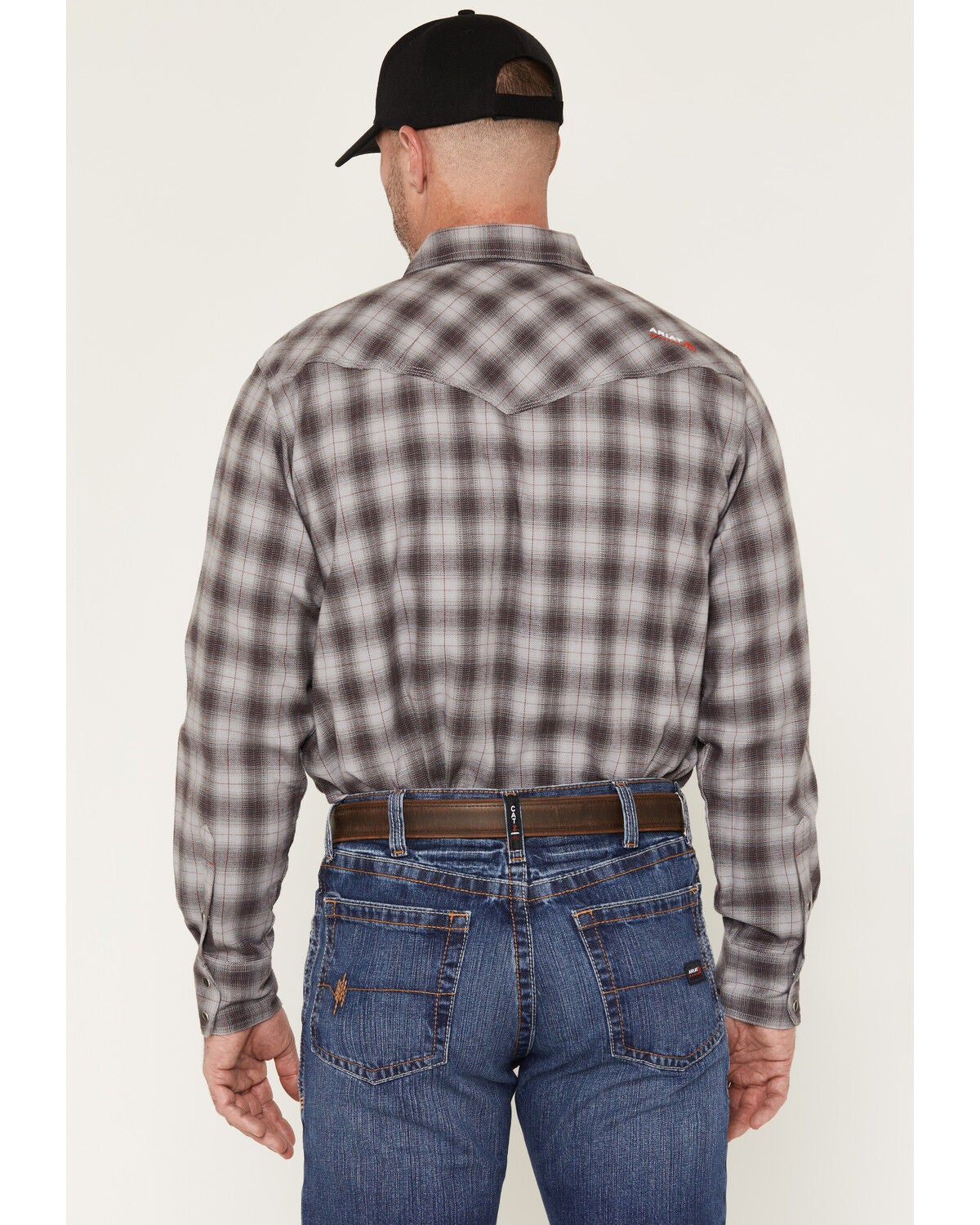 Image #4 - Ariat Men's FR Plaid Print Long Sleeve Snap Flannel Work Shirt, Grey, hi-res