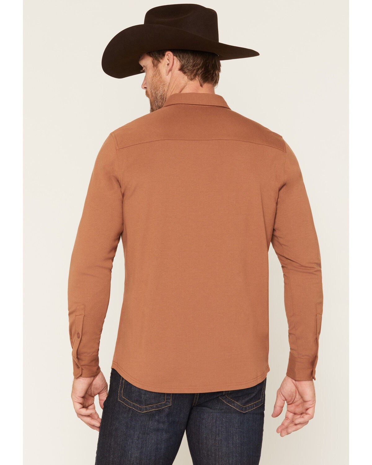 Image #4 - Cody James Men's Westley Solid Long Sleeve Button-Down Stretch Western Shirt, Bark, hi-res
